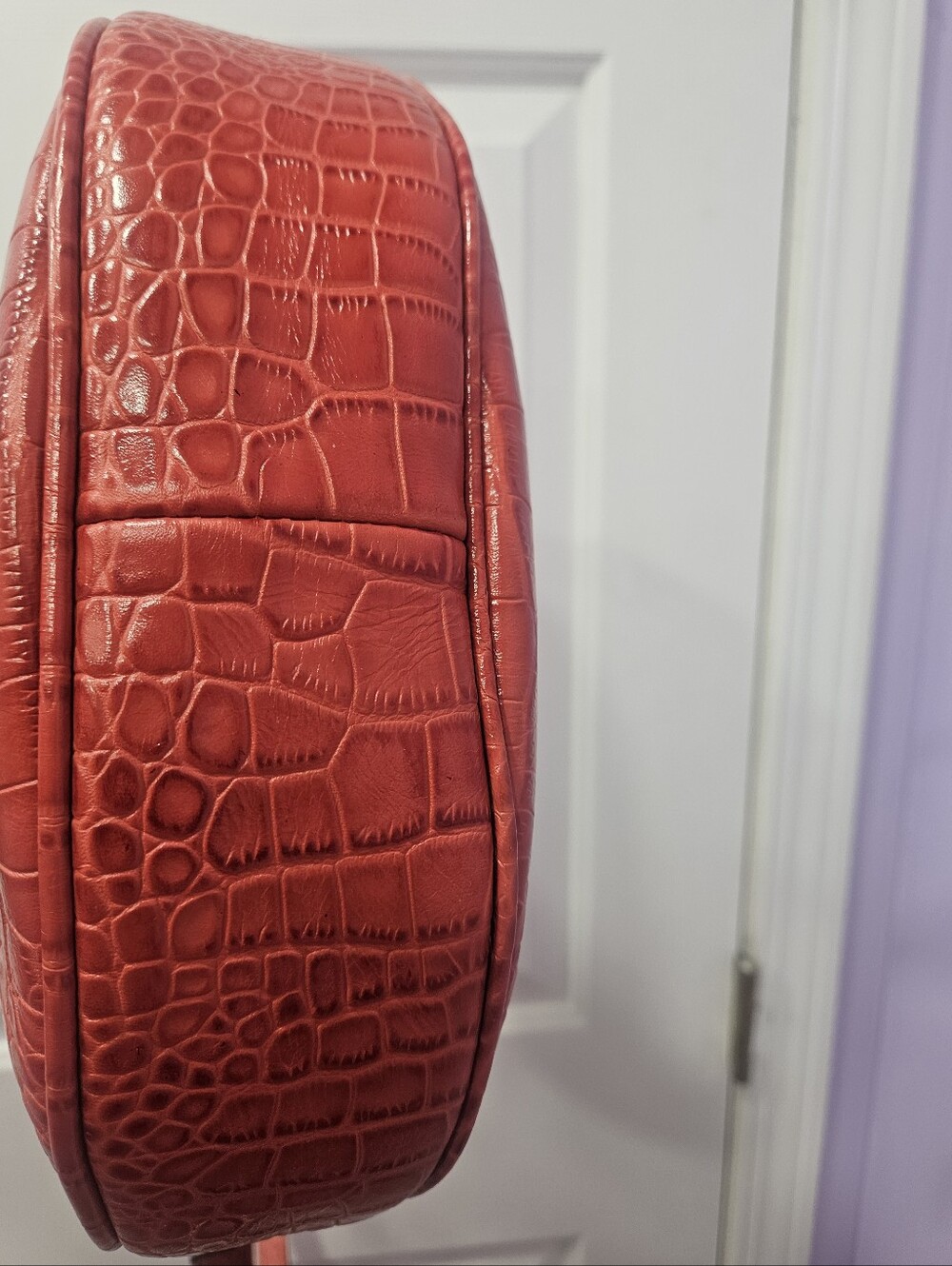 Patricia Nash Papaya Croc-Embossed Crescent Shoulder Bag - NEW - Picture 6 of 14